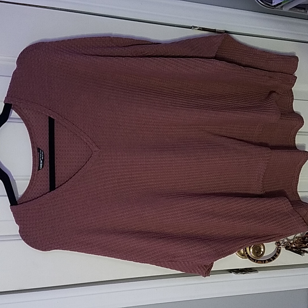 blush pink waffle knit tee